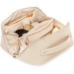 Trousse � cosm�tiques - non sp�cifi� - grande capacit� - imperm�able - cuir cr�me - blanc