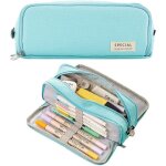 Trousse grande capacit� 3 compartiments �tui � crayons �tudiant trousse de crayon couleur unie multifonction ...