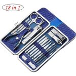 Trousse manucure pdicure acier inoxydable kit bleu - 18 pcs
