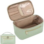 Trousse de maquillage - cologique - grande capacit - cuir vgtalien - tissu dperlant - vert