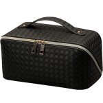 Trousse de maquillage - insfity - grande capacit - cuir pu impermable - noir