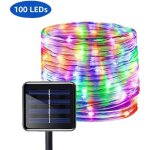 Tube lumineux led extrieur guirlande lumineuse led rgb 12m 100 leds ip55 bleu vert rouge avec panneau ...