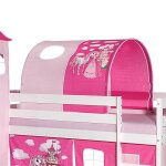 Tunnel tente pour lit surlev superpos mi - hauteur mezzanine tissu coton motif princesse rose