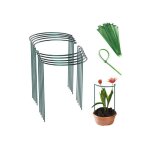 Tuteurs de jardin - lot de 8 - m�tal vert - 40 cm - 20 liens