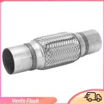 Tuyau flexible d�chappement en acier inoxydable 57x250mm double soufflet tress� argent pour voitures ...
