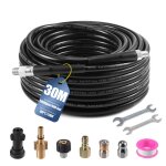 Tuyau haute pression de 30 m d�boucheur de canalisations haute pression 400 bars / 5800 psi 4 adaptateurs ...