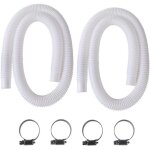 Tuyau de piscine - 2pcs - 32mm - pvc transparent - 150cm / 59in - blanc - pour pompe de piscine