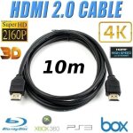 Tv dvd cable hdmi 2. 0 10m 3d 4k ultrahd 2060p noir