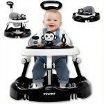 Twinky� babywalker 3 - en - 1 noir trotteur b�b� �volutif & luxe trottinette tapis pieds & poign�e premiers ...