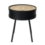 Tya - table dappoint noire avec coffre plateau effet bois
