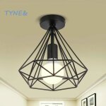 Tyne plafonnier industrielle cage forme diamant noir lustre suspension en mtal fer luminaire pour cuisine ...