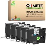 Rubans �tiqueteuse brother tze - 131 com�te consommable - noir sur transparent - pack de 5