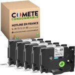 Tze231 - 5 rubans compatibles brother tze - 231 - 12mm x 8m - noir sur blanc - comete consommable