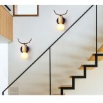 U - do lot de 2 applique murale moderne noir lampes murale interieur en bois et m�tal de cerf