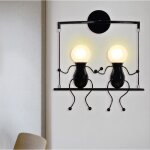 U - do 2 têtes applique murale luminaire design créatif modenre lampe de mur en métal noir vintage pour ... U - do 2 têtes applique murale luminaire design créatif modenre lampe de mur en métal noir vintage pour ...