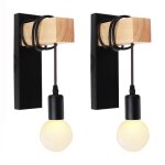 U - do 2pcs applique murale design simple lampe en bois en mtal noir moderne pour salon bureau chambre ...