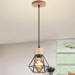U - do lustre int�rieur design cr�atif suspension cage en m�tal bois noir e27 lampe de plafonde luminaire ...