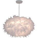 U - do lustre lampe suspension e27 abat - jour en plumes blanches luminaire moderne 45cm pour chambre ...
