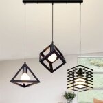 U - do lustre plafonnier en métal 3 lampes suspension luminaire rétro lustre longue pôle noir pour cuisine ... U - do lustre plafonnier en métal 3 lampes suspension luminaire rétro lustre longue pôle noir pour cuisine ...