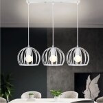 U - do lustre suspension 3 lampes lustre cage en fer blanc design moderne pour salon cuisine bureau