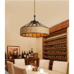 U - do lustre suspension en corde de chanvre vintage 40cm lampe en fer luminaire lustre int�rieur pour ...