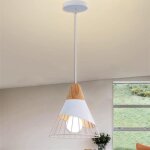 U - do lustre suspension industriel en bois m�tal blanc lampe �clairage vintage luminaire lustre ajustable ...