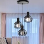U - do lustre suspension rtro industrielle cage en mtal luminaire 3 lampes e27 corde ajustable