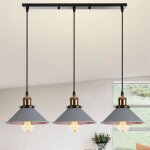 U - do suspension luminaire rétro 3 douille lustre en métal gris lampe longue pôle noir e27 40w décoration ... U - do suspension luminaire rétro 3 douille lustre en métal gris lampe longue pôle noir e27 40w décoration ...
