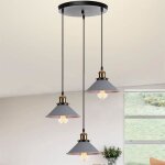 U - do suspension luminaire rétro 3 têtes lustre cage en fer gris lampe disque noir e27 22cm décoration ... U - do suspension luminaire rétro 3 têtes lustre cage en fer gris lampe disque noir e27 22cm décoration ...