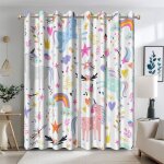 U - nicorn rideau pour chambre denfants dessin anim� arc - en - ciel nuage occultant rideau pour chambre ...