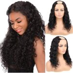 U part perruques cheveux humains 8 pouces brsilienne boucl 100% densit couleur naturelle