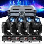 Uking 120w jeux de lumiere dj - lyre led rgbw dmx 8 gobo beam - lumi�re de sc�ne pack de 4 avec fligtcase ...