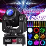 Uking 120w jeux de lumiere dj - lyre led rgbw dmx 8 gobo beam - lumi�re de sc�ne pour dj party disco ...