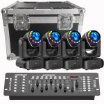 Uking 180w jeux de lumiere anneau lumineux color� - 4pcs lyre led rgbw gobo 18 prismes avec flightcase ...