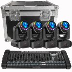 Uking 180w jeux de lumiere anneau lumineux color� - 4pcs lyre led rgbw gobo 18 prismes avec flightcase ...