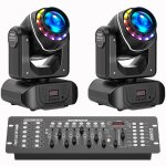 Uking 180w jeux de lumiere dj anneau lumineux color� - 2pcs lyre led rgbw dmx beam gobo 18 prismes avec ...
