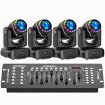 Uking 180w jeux de lumiere dj anneau lumineux color� - 4pcs lyre led rgbw dmx beam gobo 18 prismes avec ...