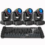 Uking 180w jeux de lumiere dj anneau lumineux color� - 4pcs lyre led rgbw dmx beam gobo 18 prismes avec ...