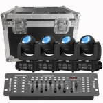 Uking 200w jeux de lumiere dj beam 8 gobo 18 prisme dmx - pack de 4 dj lyre led avec console 192 canaux ...