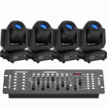 Uking 200w jeux de lumiere dj - dj lyre led beam 8 gobo 3 prisme dmx pack de 4 - lumi�re de sc�ne avec ...