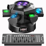 Uking 200w jeux de lumiere - dj lyre led rotation 10 rgbw led + laser led gypsophile rouge et vert avec ...