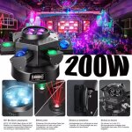 Uking 200w lyre led rotation lumi�re de sc�ne 10 rgbw led + laser led gypsophile rouge et vert pack de ...