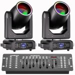 Uking 250w lyre led rgbw 2pcs jeux de lumiere beam wash gobo 18 prisme effet arc - en - ciel bande avec ...