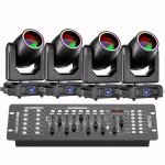 Uking 250w lyre led rgbw 4pcs jeux de lumiere beam wash gobo 18 prisme effet arc - en - ciel bande avec ...