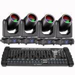 Uking 250w lyre led rgbw 4pcs jeux de lumiere beam wash gobo 18 prisme effet arc - en - ciel bande avec ...