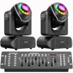 Uking 2pcs 150w jeux de lumiere dj - lyre led beam 7 gobo dmx avec bande led rgbw & effet demi - couleurs ...