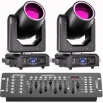 Uking 2pcs 250w lyre led rgbw jeux de lumiere dj beam wash gobo 18 prisme effet arc - en - ciel bande ...