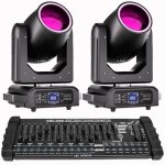 Uking 2pcs 250w lyre led rgbw jeux de lumiere dj beam wash gobo 18 prisme effet arc - en - ciel bande ...