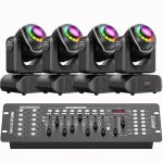 Uking 4pcs 150w jeux de lumiere dj - lyre led beam 7 gobo dmx avec bande led rgbw & effet demi - couleurs ...