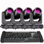 Uking 4pcs 250w lyre led rgbw jeux de lumiere dj beam wash gobo 18 prisme effet arc - en - ciel bande ...